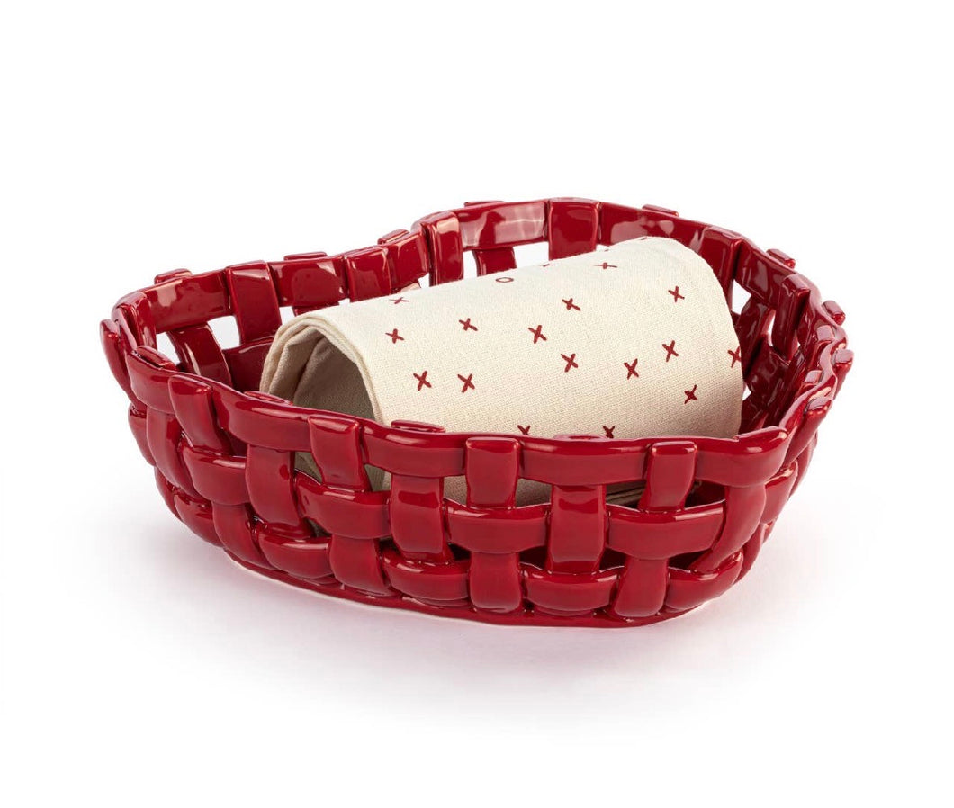 Red Heart Bread Basket w/ Towel