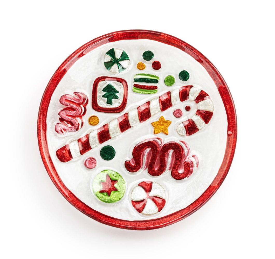 Holiday Candy Round Glass Plate