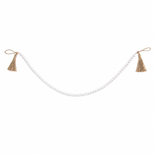 Load image into Gallery viewer, White Wood Beaded Garland w/ Tassel

