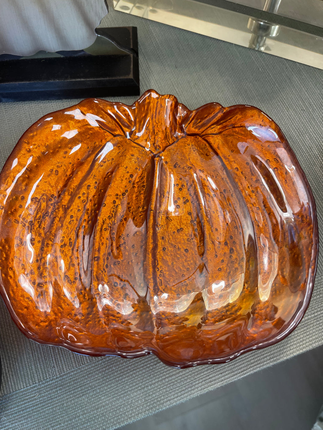 Vintage Glass Pumpkin Tray