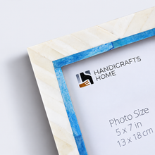 Load image into Gallery viewer, Chevron Blue &amp; White Bone Inlay Picture Frame

