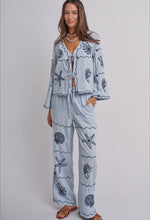 Load image into Gallery viewer, Blue Shell Embroidered Tie-Front Top Collection
