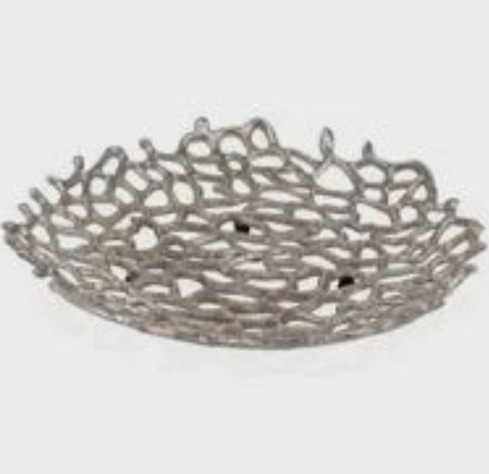 Silver Aluminum Coral Decorative Bowl