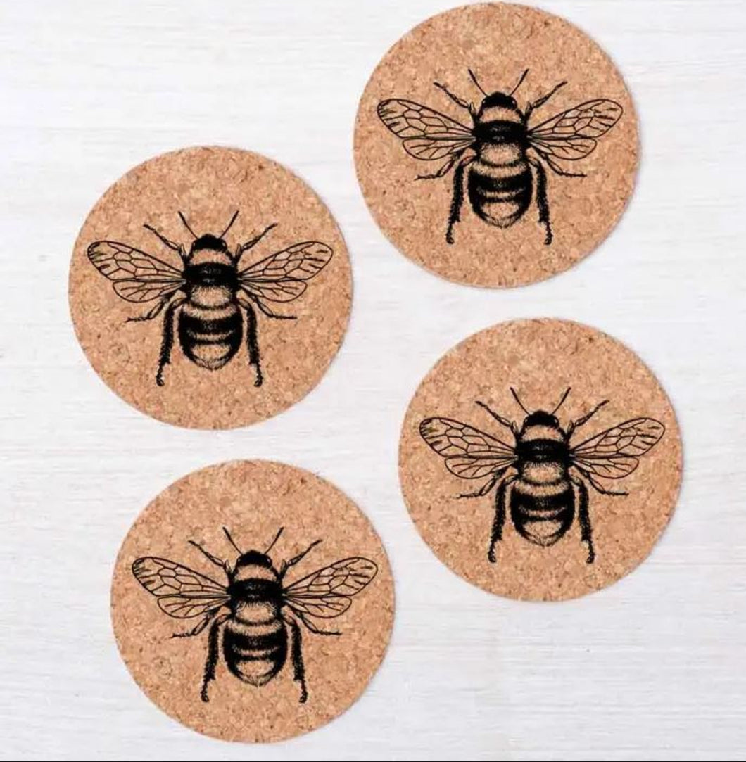 Honey Bee Cork Coaster