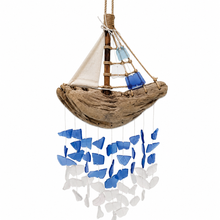 Load image into Gallery viewer, Driftwood Sail Boat Glass Wind Chime Collection
