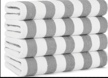 Load image into Gallery viewer, Gray Stripe Beach Towel
