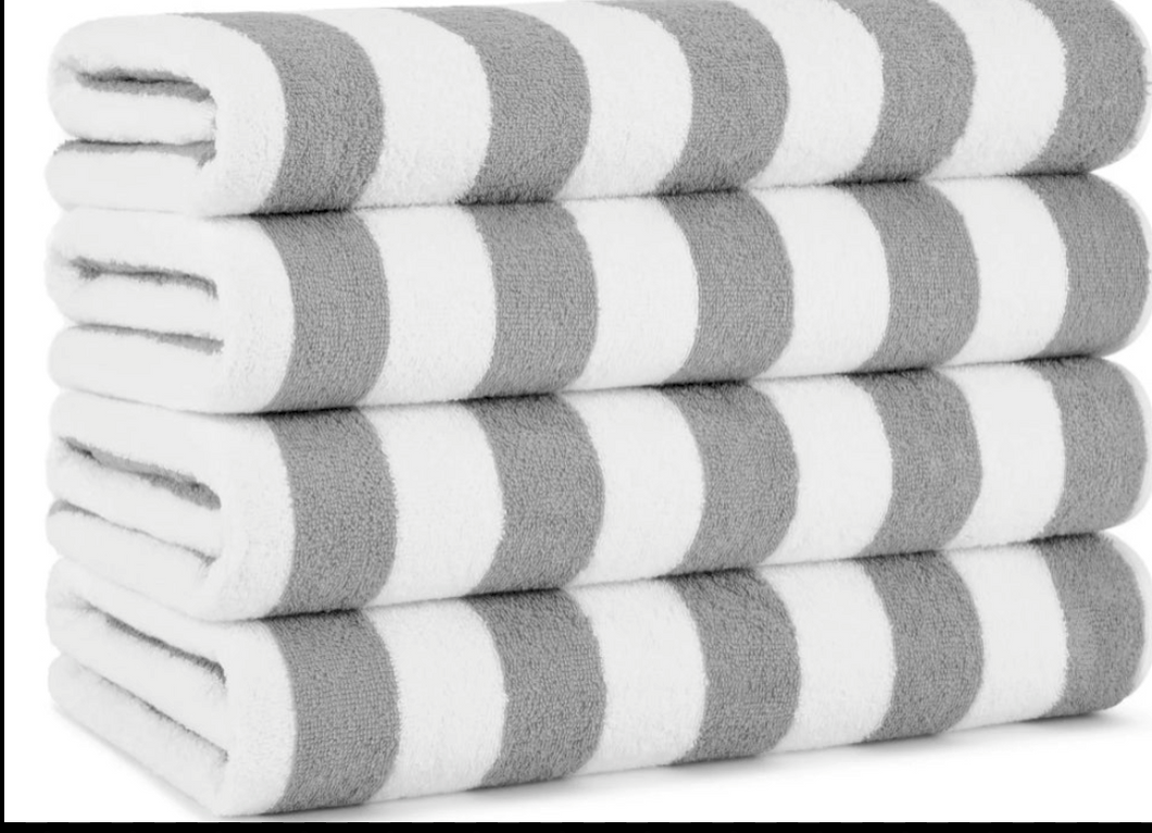 Gray Stripe Beach Towel