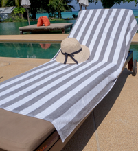 Load image into Gallery viewer, Gray Stripe Beach Towel
