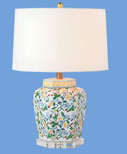 Load image into Gallery viewer, Decorative table lamp with floral pattern on a white background
