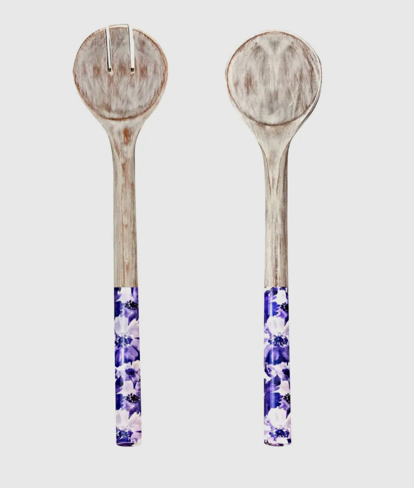 Blue Whitewash Wood Serving Set