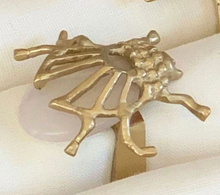 Load image into Gallery viewer, Brass &amp; White Scarab Napkin Ring
