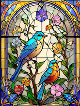 Load image into Gallery viewer, Stained Glass Flowers &amp; Bluebirds 500 pc Puzzle

