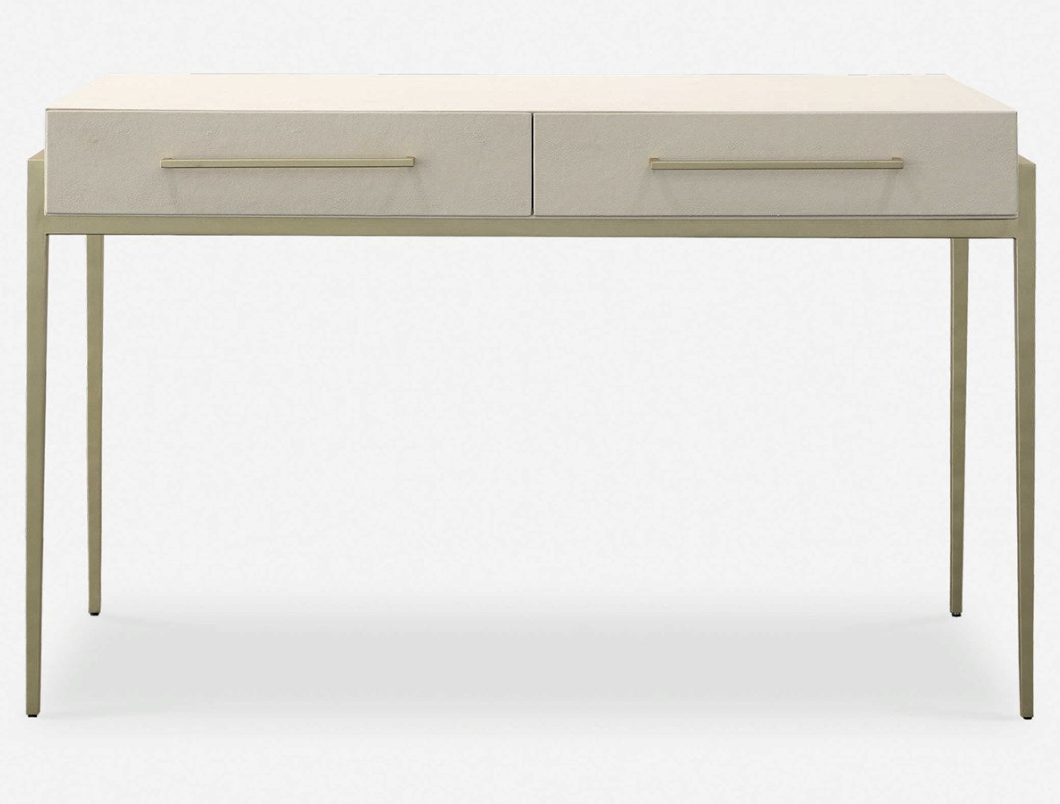 White Faux Shagreen Desk