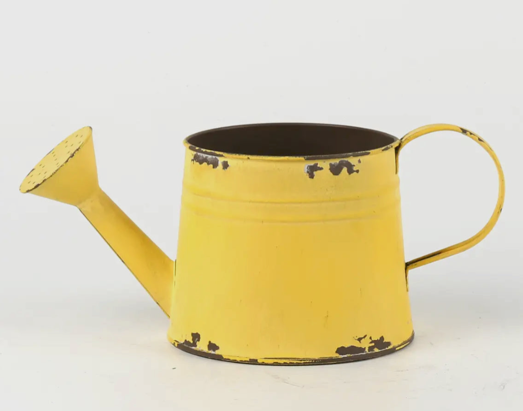 Yellow Watering Can Planter
