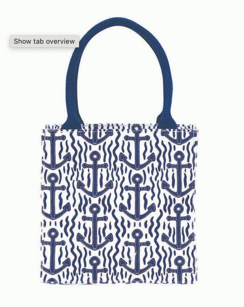 Blue Anchor Reusable Gift Bag Tote