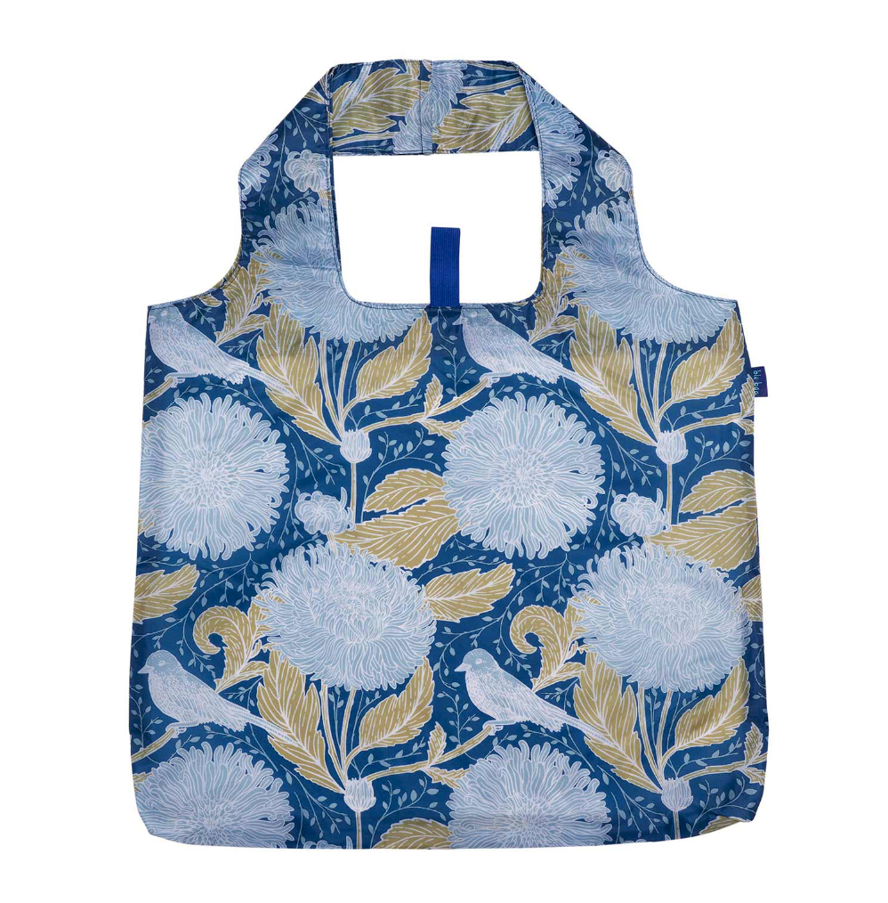 Chrysanthemum/Birds Reusable Shopper Tote Bag