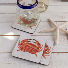Load image into Gallery viewer, Crab Square Coasters Set/4
