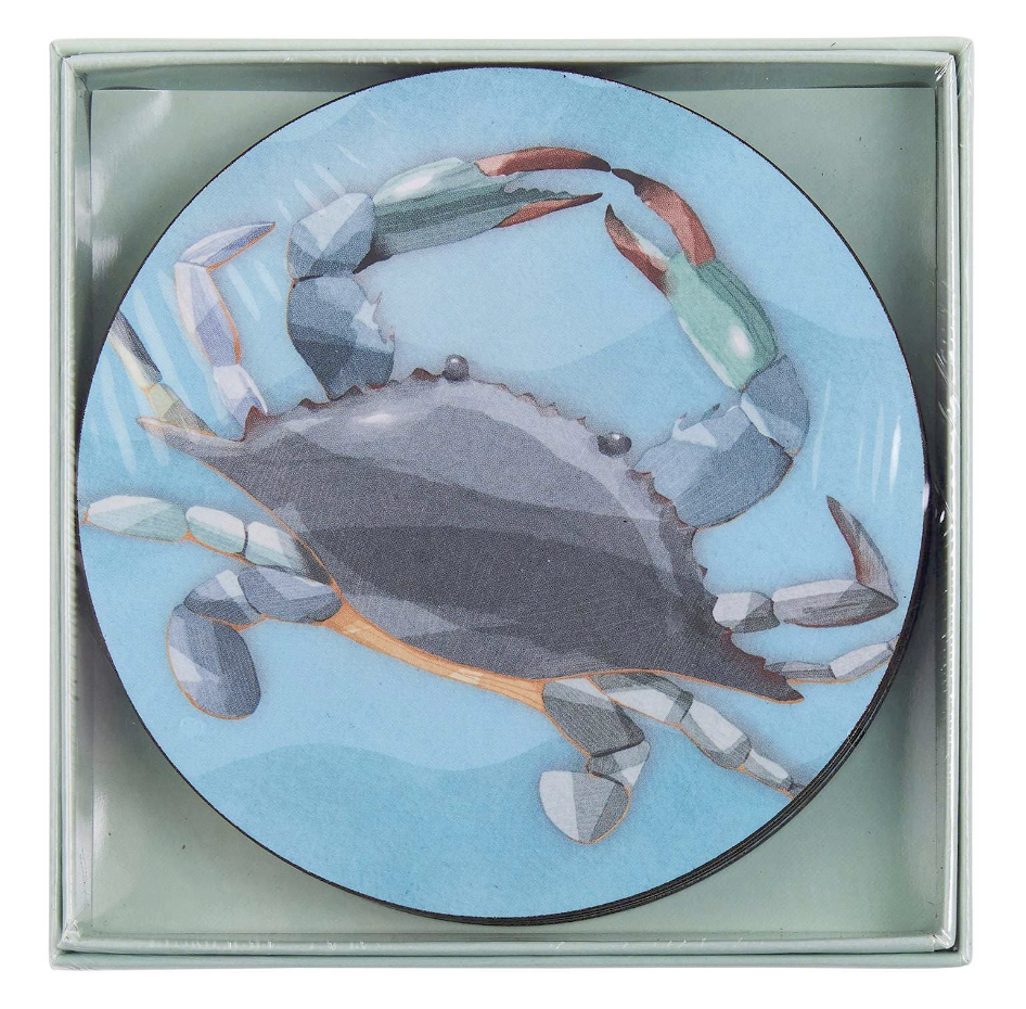 Crab Round Boxed Coaster S/4