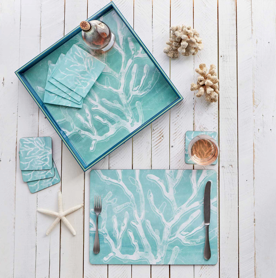 Cerulean Sea Coral Coasters Set/4