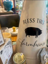 Load image into Gallery viewer, Bless This Farmhouse Milk Metal Serving Pitcher

