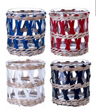 Load image into Gallery viewer, Multi Color Wicker/Glass Vase Collection
