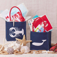 Load image into Gallery viewer, Whale Navy Reusable Gift Bag Tote
