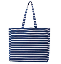 Load image into Gallery viewer, Breton Blue &amp; White Stripe Little Shopper Tote Bag
