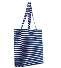 Load image into Gallery viewer, Breton Blue &amp; White Stripe Little Shopper Tote Bag

