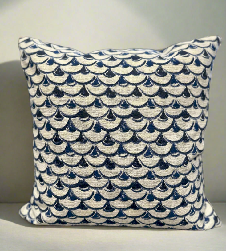 Blue Jacquard Down Accent Pillow