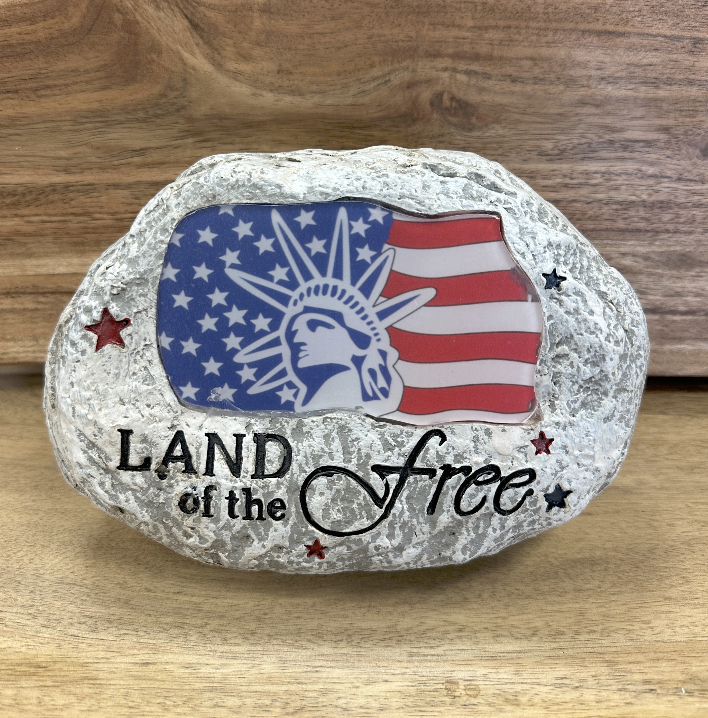 Solar Lighted American Flag Faux Rock Collection