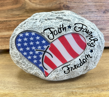 Load image into Gallery viewer, Solar Lighted American Flag Faux Rock Collection
