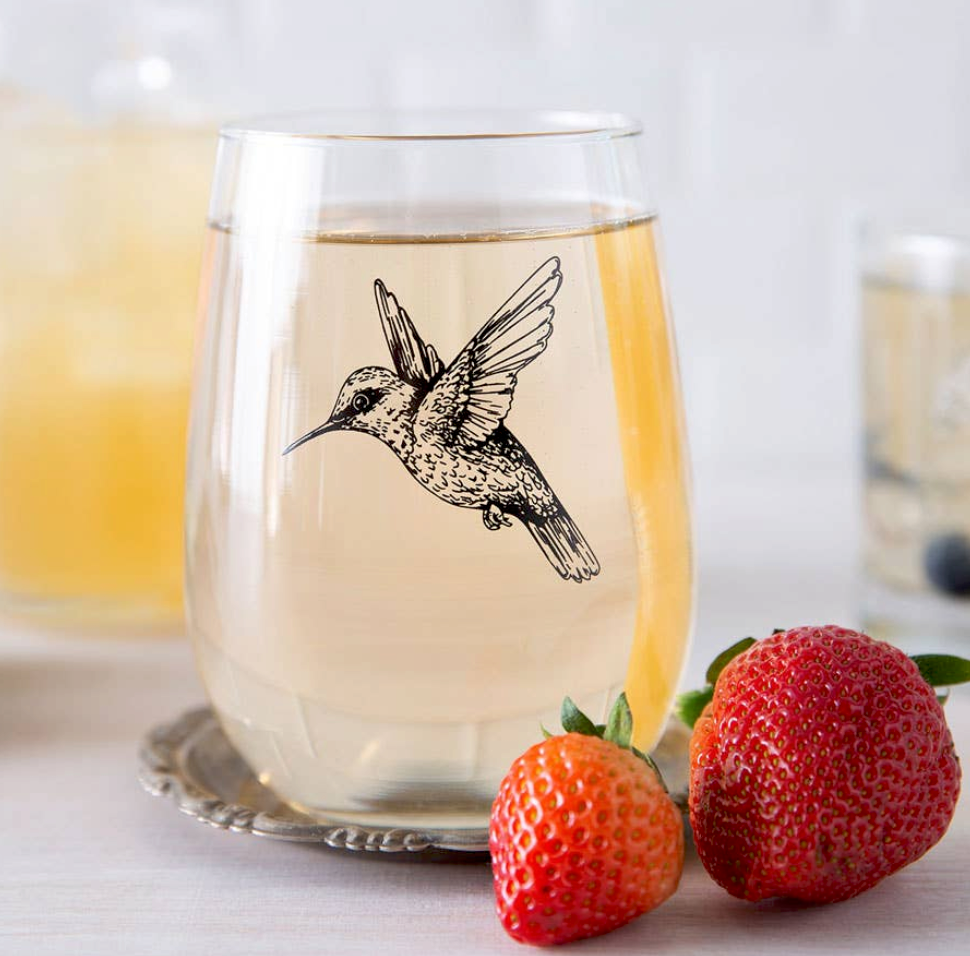 Hummingbird Stemless Wine Glass