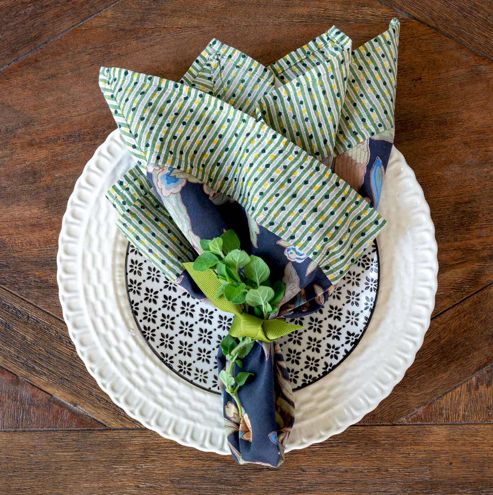 Exotic Bird Print Cotton Voile Cloth Cocktail Napkin